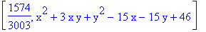 [1574/3003, x^2+3*x*y+y^2-15*x-15*y+46]